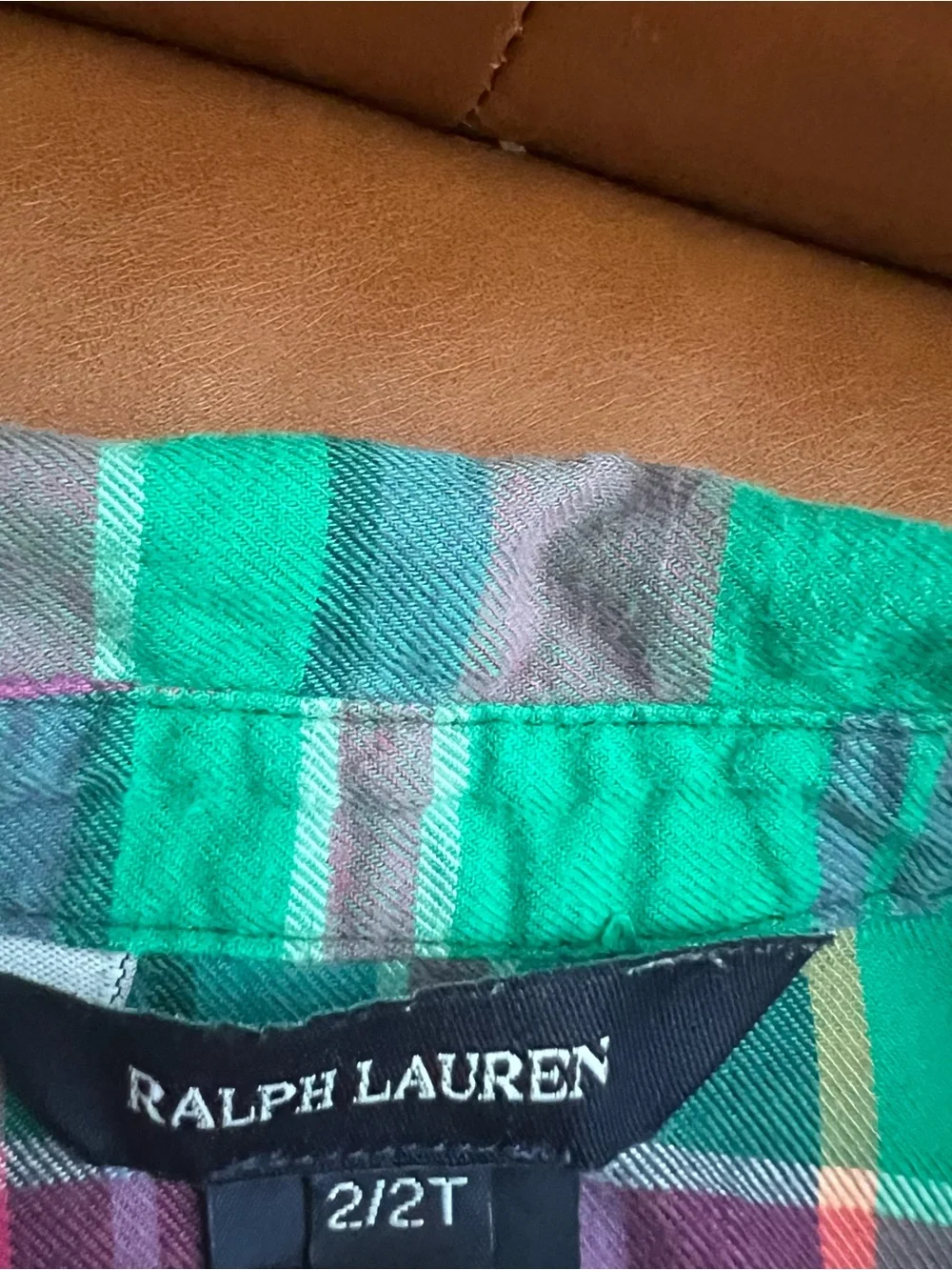 Ralph Lauren Toddler Girls Sz 2T Flannel Jabot Plaid Ruffle Button-Down Shirt